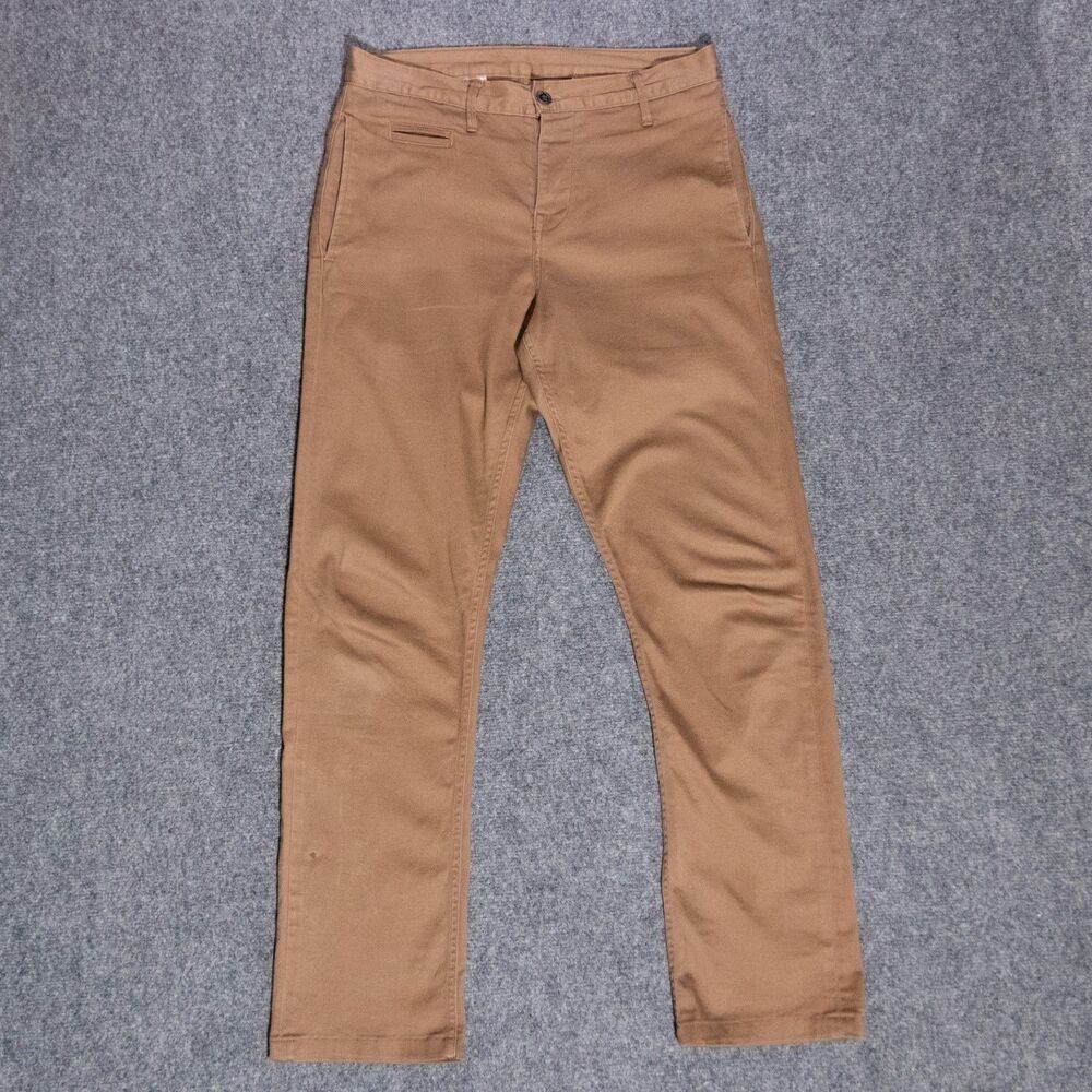 Left Field NYC Coal Miner Dark Khaki Ringspun Cotton Chino Pants Men's 30x30 USA